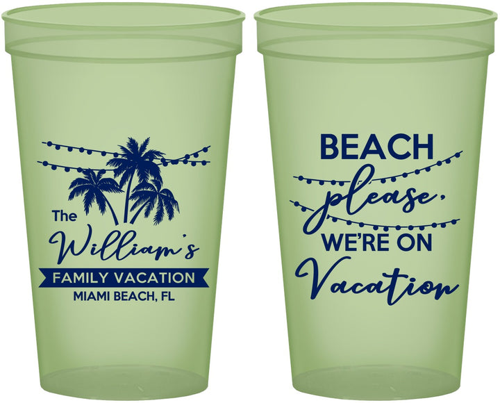 Custom Family Vacation 22 oz Glow In The Dark Cups - Beach Please | 180004