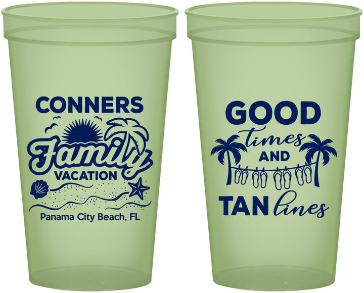 Custom Family Vacation 22 oz Glow In The Dark Cups - Good Times Tan Lines | 180005