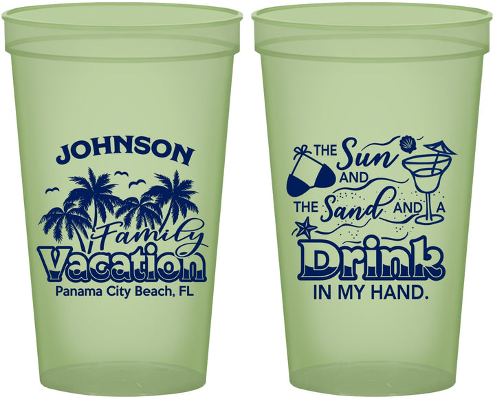 Custom Family Vacation 22 oz Glow In The Dark Cups - Sun And Sand Beach | 180007