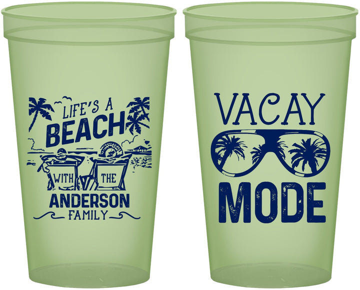 Custom Family Vacation 22 oz Glow In The Dark Cups - Lifes A Beach | 180008