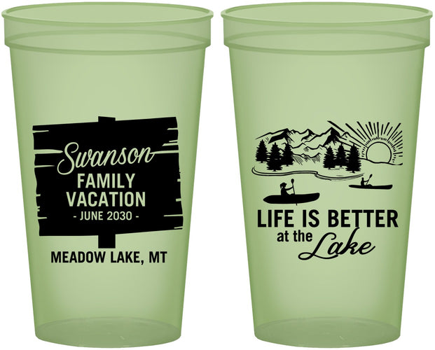 Custom Family Vacation 22 oz Glow In The Dark Cups - Life Is Better At The Lake | 180010