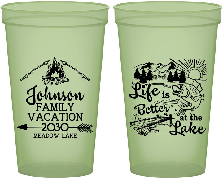 Custom Family Vacation 22 oz Glow In The Dark Cups - Lake Camping | 180011