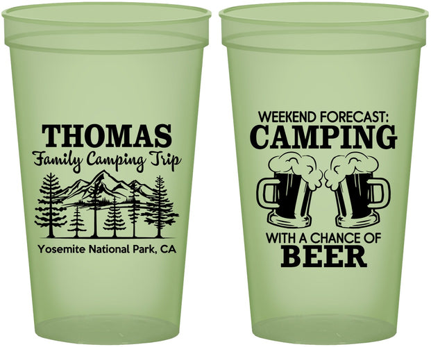 Custom Family Vacation 22 oz Glow In The Dark Cups - Camping Park | 180013