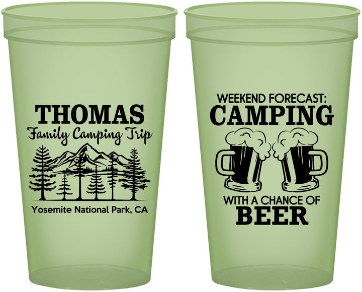 Custom Family Vacation 22 oz Glow In The Dark Cups - Camping Park | 180013