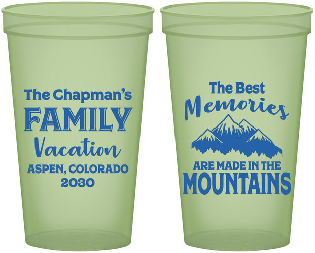 Custom Family Vacation 22 oz Glow In The Dark Cups - Mountains | 180021