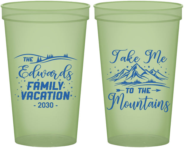 Custom Family Vacation 22 oz Glow In The Dark Cups - Mountains | 180024