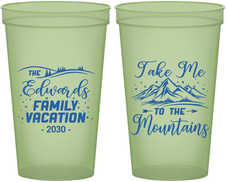 Custom Family Vacation 22 oz Glow In The Dark Cups - Mountains | 180024