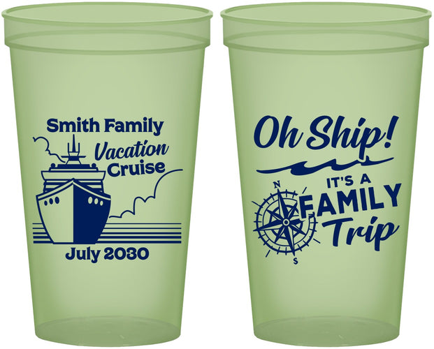 Custom Family Vacation 22 oz Glow In The Dark Cups - Oh Ship Cruise | 180030