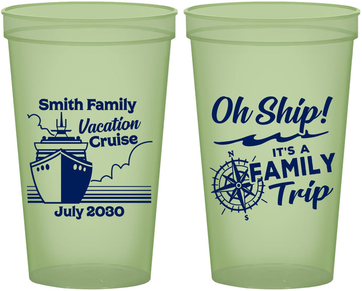Custom Family Vacation 22 oz Glow In The Dark Cups - Oh Ship Cruise | 180030