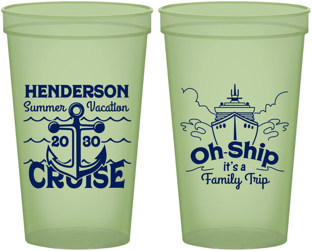 Custom Family Vacation 22 oz Glow In The Dark Cups - Oh Ship Cruise | 180032