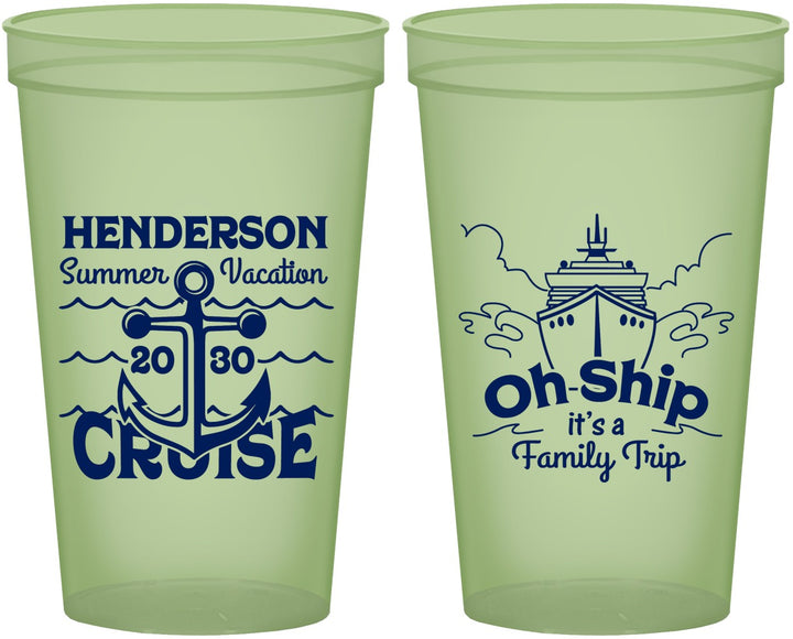 Custom Family Vacation 22 oz Glow In The Dark Cups - Oh Ship Cruise | 180032
