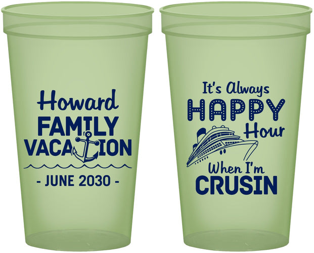 Custom Family Vacation 22 oz Glow In The Dark Cups - Crusin Cruise | 180033