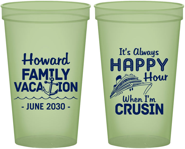 Custom Family Vacation 22 oz Glow In The Dark Cups - Crusin Cruise | 180033