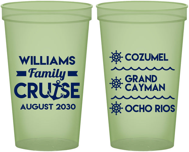 Custom Family Vacation 22 oz Glow In The Dark Cups - Nautical Cruise | 180034