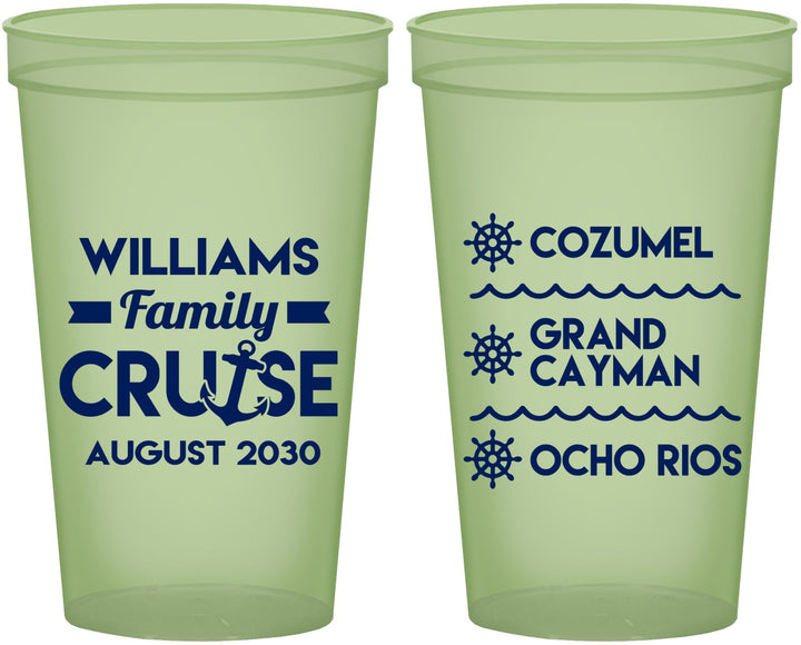Custom Family Vacation 22 oz Glow In The Dark Cups - Nautical Cruise | 180034