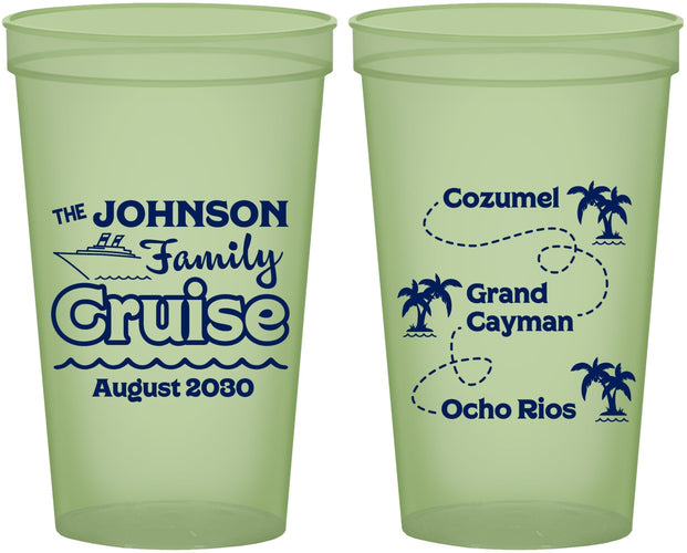 Custom Family Vacation 22 oz Glow In The Dark Cups - Cruise Ship | 180035