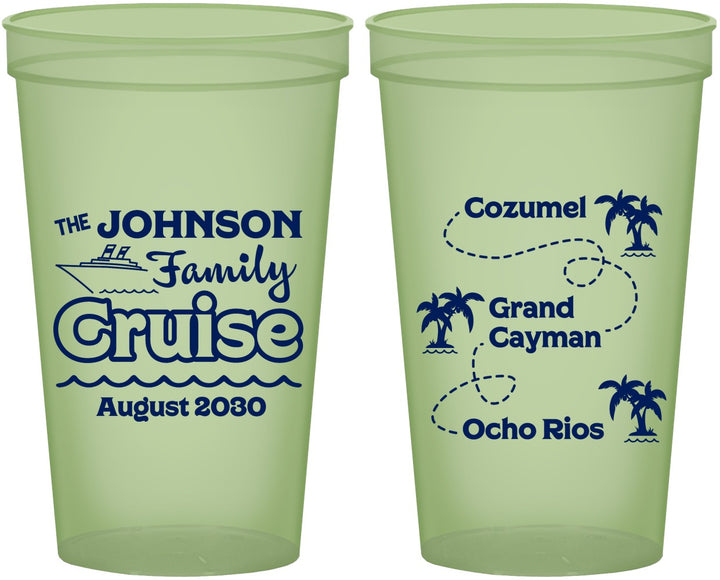 Custom Family Vacation 22 oz Glow In The Dark Cups - Cruise Ship | 180035