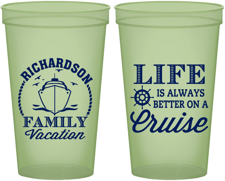 Custom Family Vacation 22 oz Glow In The Dark Cups - Cruise Ship | 180036