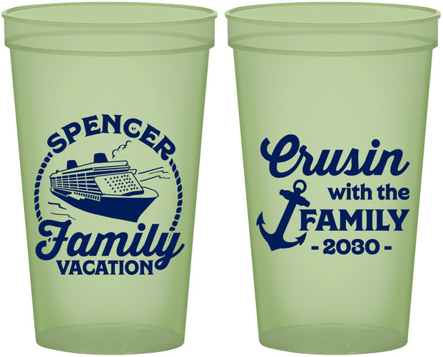 Custom Family Vacation 22 oz Glow In The Dark Cups - Cruisin Ship | 180037