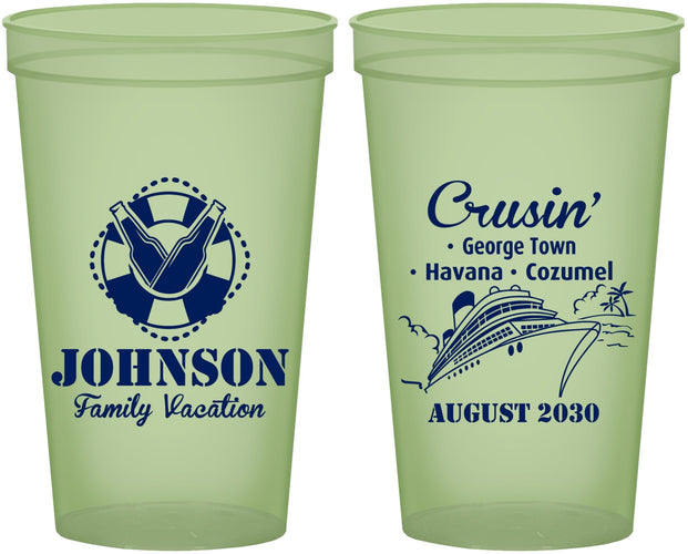 Custom Family Vacation 22 oz Glow In The Dark Cups - Cruisin Ship | 180039