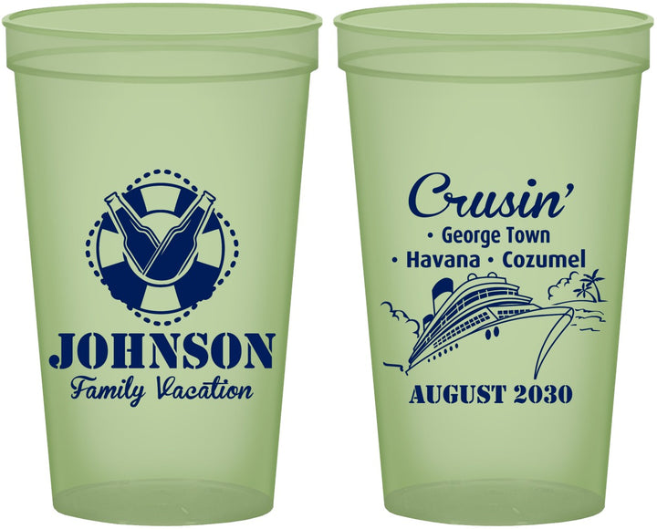 Custom Family Vacation 22 oz Glow In The Dark Cups - Cruisin Ship | 180039