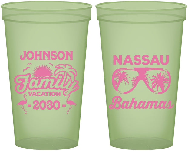 Custom Family Vacation 22 oz Glow In The Dark Cups - Bahamas | 180041