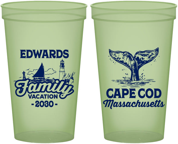 Custom Family Vacation 22 oz Glow In The Dark Cups - Cape Cod | 180046