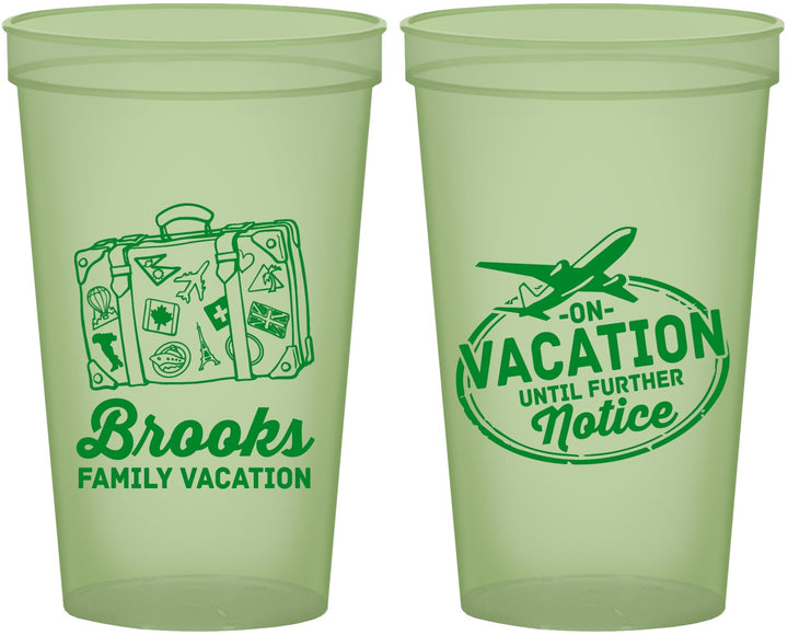 Custom Family Vacation 22 oz Glow In The Dark Cups - Road Trip Plane | 180052