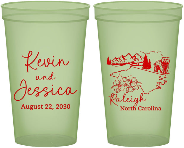 Custom Wedding 22 oz Glow In The Dark Cups - North Carolina | 182
