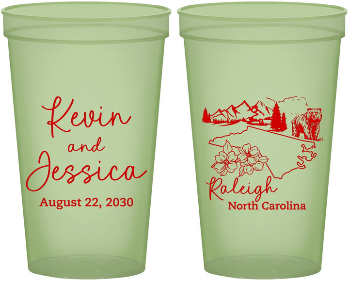 Custom Wedding 22 oz Glow In The Dark Cups - North Carolina | 182