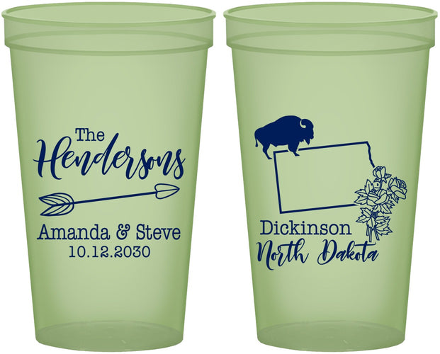 Custom Wedding 22 oz Glow In The Dark Cups - North Dakota | 183