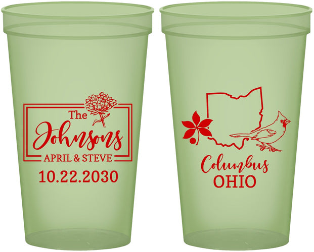 Custom Wedding 22 oz Glow In The Dark Cups - Ohio | 184