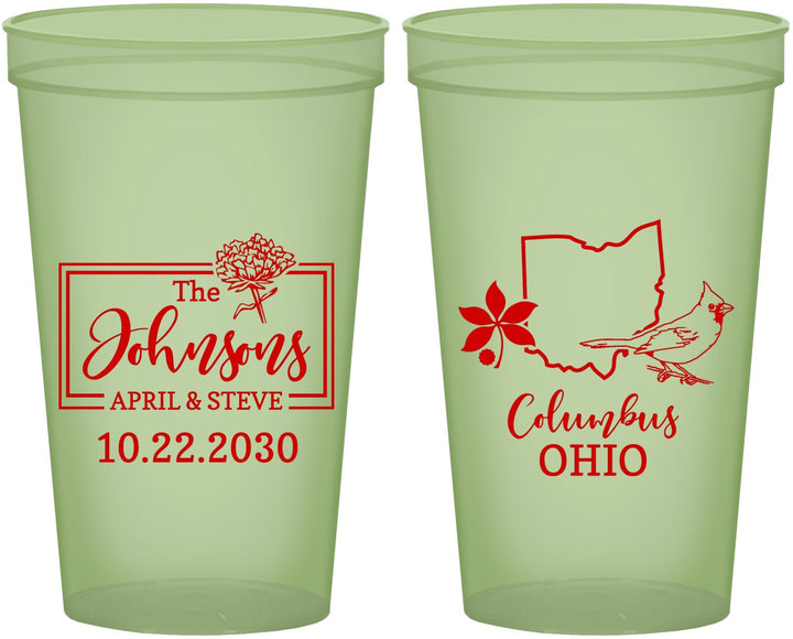 Custom Wedding 22 oz Glow In The Dark Cups - Ohio | 184