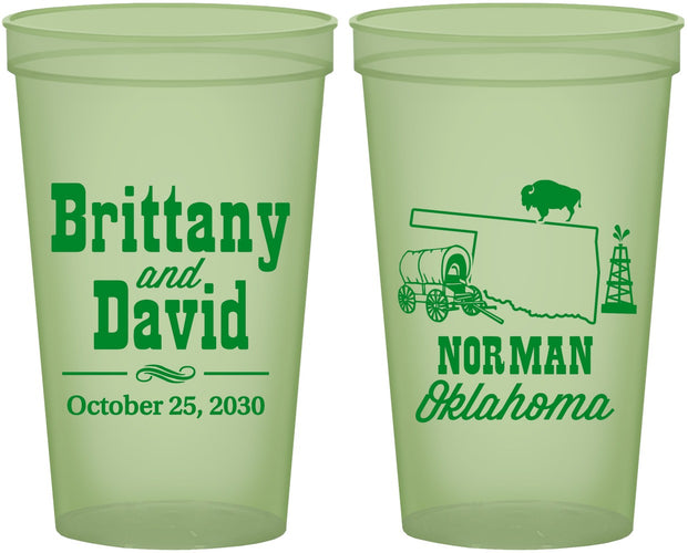 Custom Wedding 22 oz Glow In The Dark Cups - Oklahoma | 185