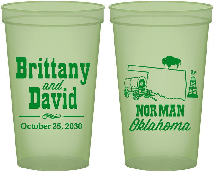 Custom Wedding 22 oz Glow In The Dark Cups - Oklahoma | 185