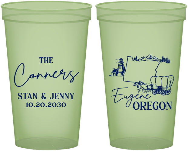 Custom Wedding 22 oz Glow In The Dark Cups - Oregon | 186