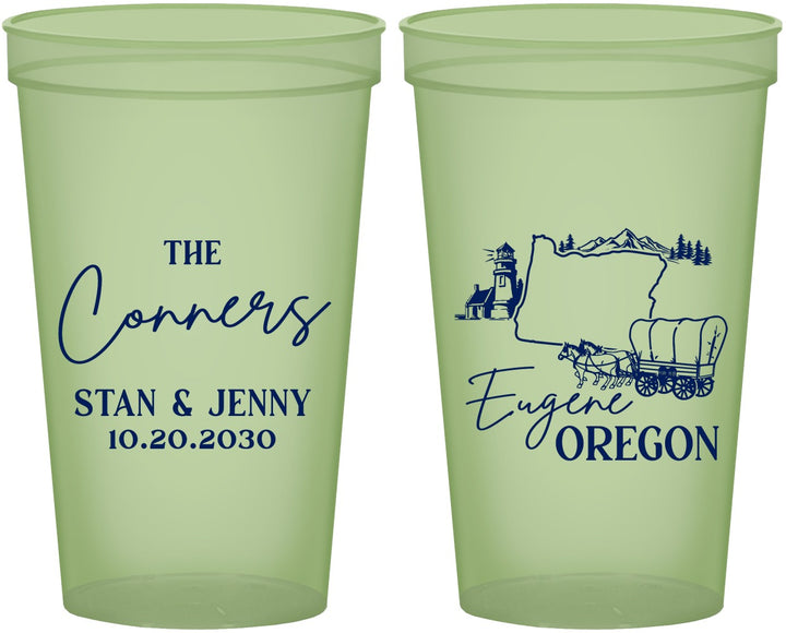 Custom Wedding 22 oz Glow In The Dark Cups - Oregon | 186