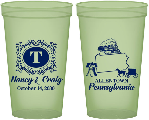 Custom Wedding 22 oz Glow In The Dark Cups - Pennsylvania | 187