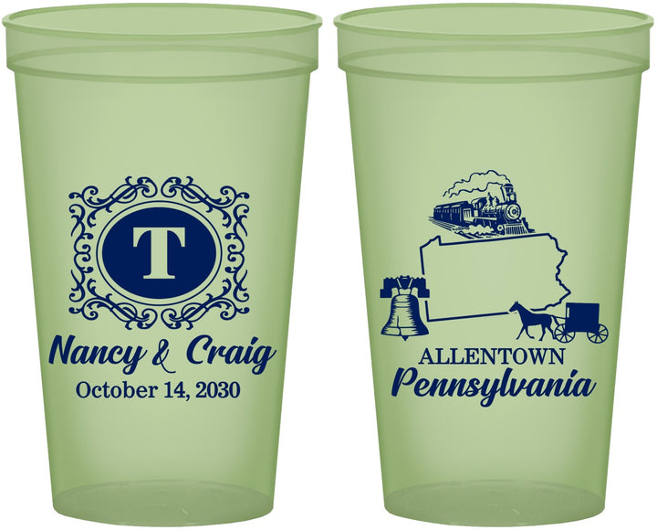 Custom Wedding 22 oz Glow In The Dark Cups - Pennsylvania | 187