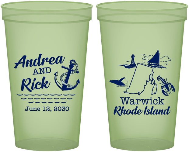 Custom Wedding 22 oz Glow In The Dark Cups - Rhode Island | 188