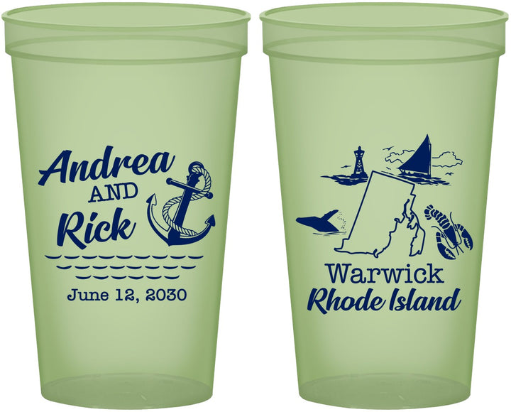 Custom Wedding 22 oz Glow In The Dark Cups - Rhode Island | 188