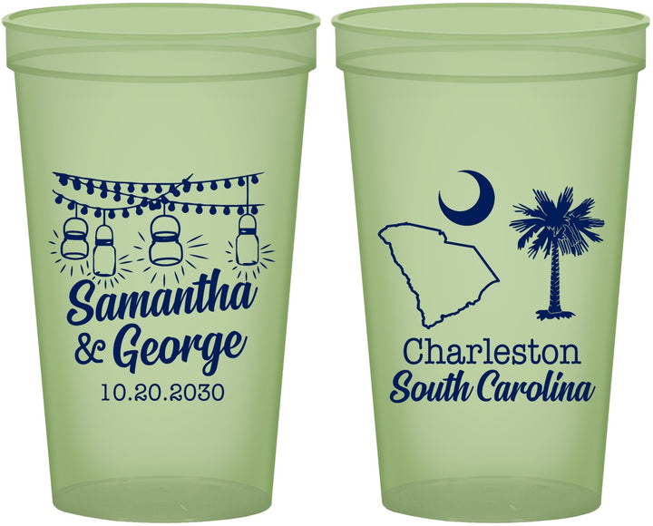 Custom Wedding 22 oz Glow In The Dark Cups - South Carolina | 189