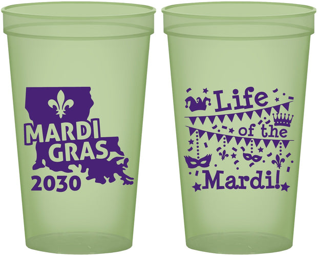 Custom Mardi Gras 22 oz Glow In The Dark Cups - Life Of The Mardi | 190001