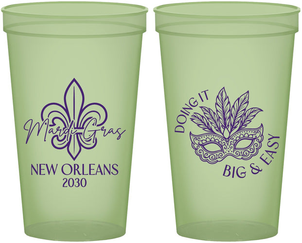 Custom Mardi Gras 22 oz Glow In The Dark Cups - Fleur De Lis | 190010