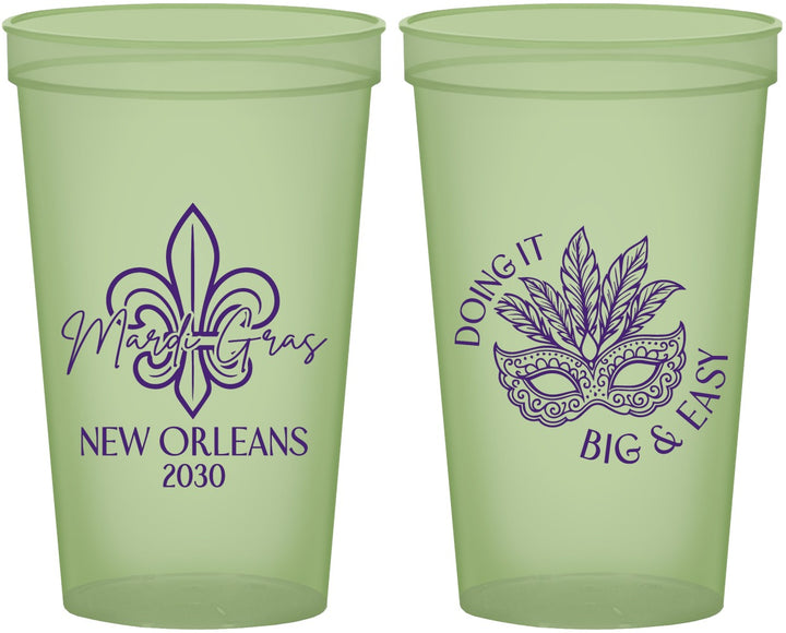 Custom Mardi Gras 22 oz Glow In The Dark Cups - Fleur De Lis | 190010
