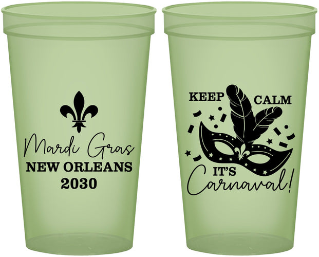 Custom Mardi Gras 22 oz Glow In The Dark Cups - Fleur De Lis Carnaval | 190011