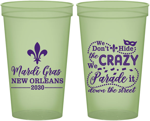 Custom Mardi Gras 22 oz Glow In The Dark Cups - Fleur De Lis | 190013