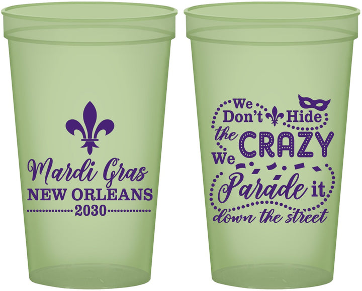 Custom Mardi Gras 22 oz Glow In The Dark Cups - Fleur De Lis | 190013