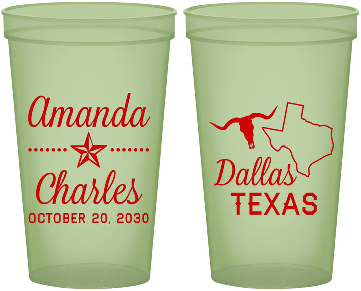 Custom Wedding 22 oz Glow In The Dark Cups - Texas | 192