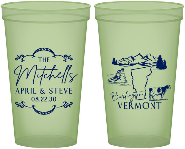 Custom Wedding 22 oz Glow In The Dark Cups - Vermont | 194